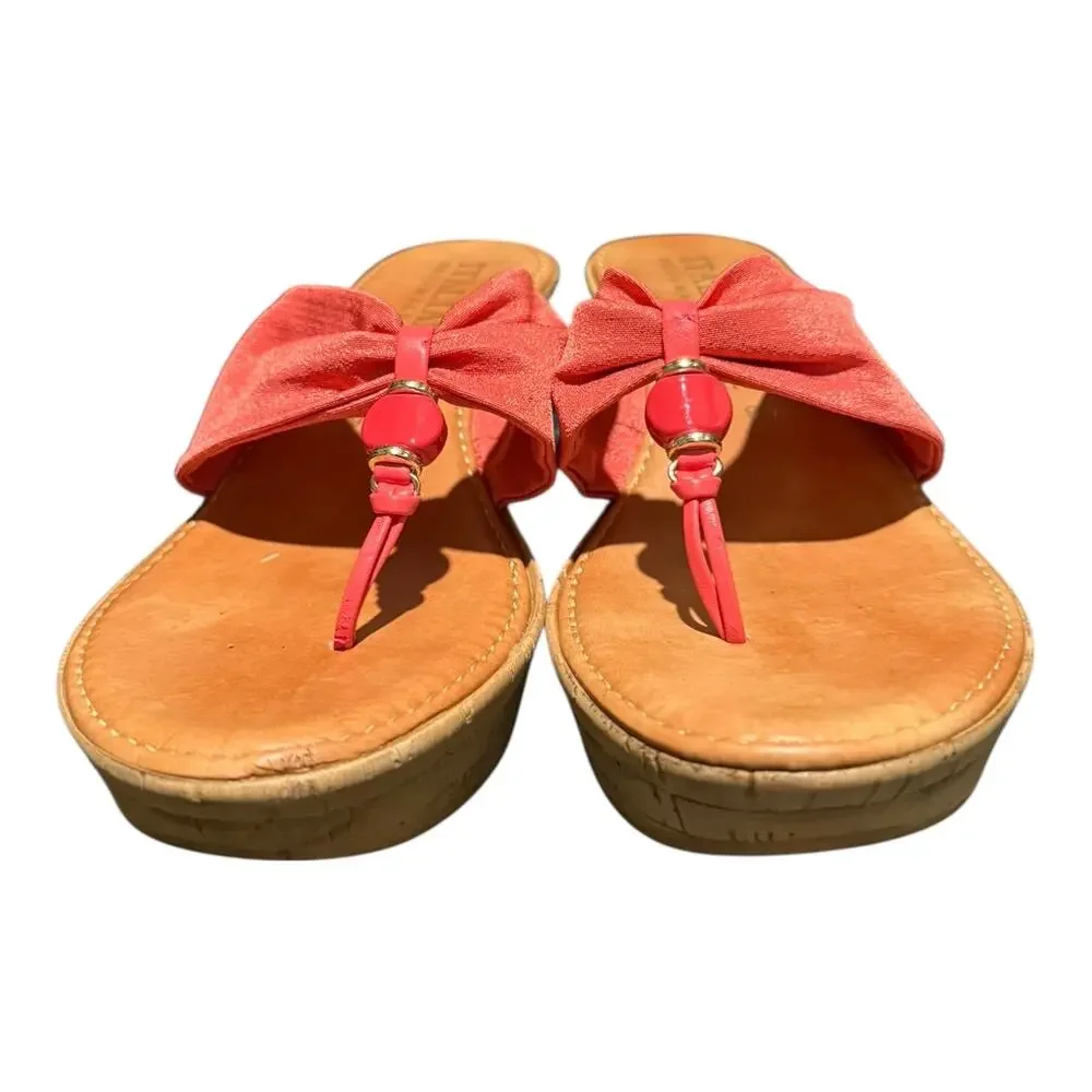 Italian Shoemakers Pink Bow Slide Sandals Women’s 9.5 Casual Summer Flip Flops - Picture 3 of 10